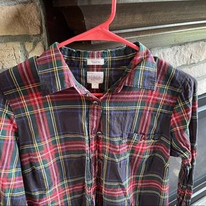 JCrew Holiday Plaid Relaxed Fit Plaid Button Down
